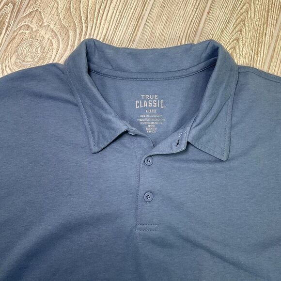 True Classic Short Sleeve Classic Polo Indigo Blue Size XL Ultra Soft - Picture 3 of 6